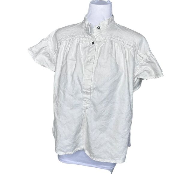 Anthropologie Maeve XS snow white top linen blend - Picture 1 of 6